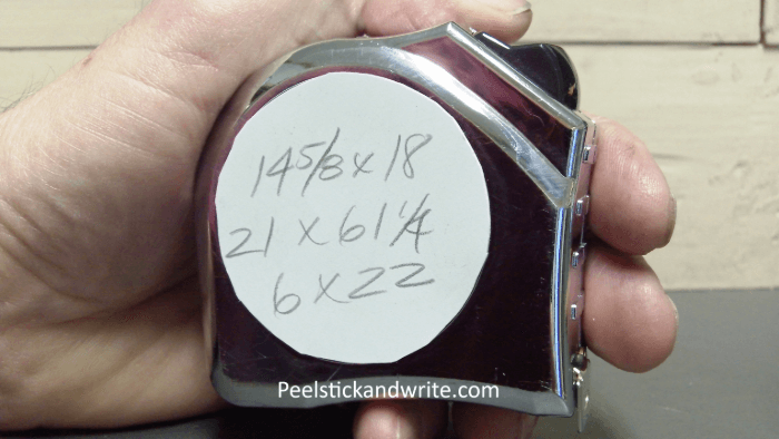 Write on a tape measure with pencil